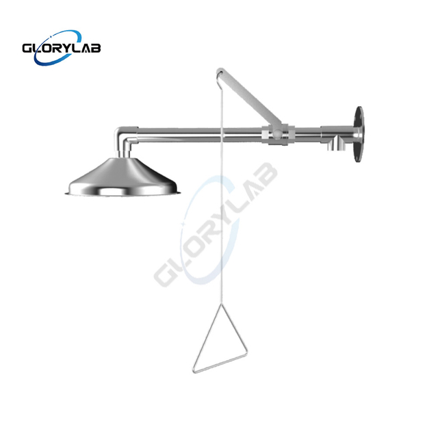 دش طوارئ آمن من الفولاذ المقاوم للصدأ 304 مثبت على الحائط